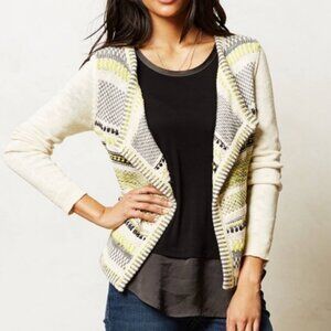 Anthropologie Moth Chaux Metallic Open Front Drape Cardigan Sweater Size Medium